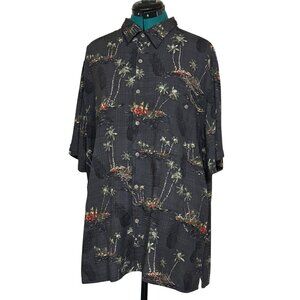 Batek Bay Button-Down Casual Shirt Tropical Beach Theme 100% Rayon Men's Size XL